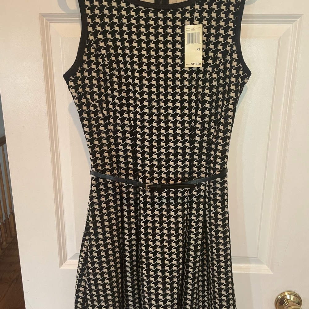 Max Studio Black and White A-Line Midi Dress